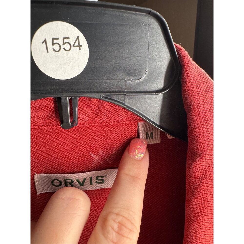 Orvis Women's Red Lyocell Cotton Utility Long Sleeve Button Jacket Size Medium - Picture 5 of 7